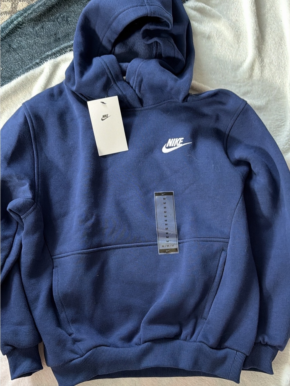 Nike kids Navy Blue Hoodie with White Logo